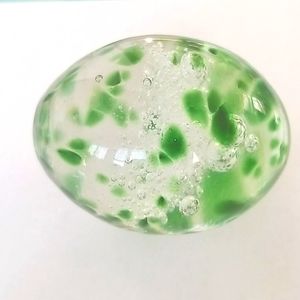 Vintage Handbown Glass Egg Paper Weight